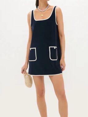 Tuckernuck Navy Mini Terrycloth Button Tank Coverup